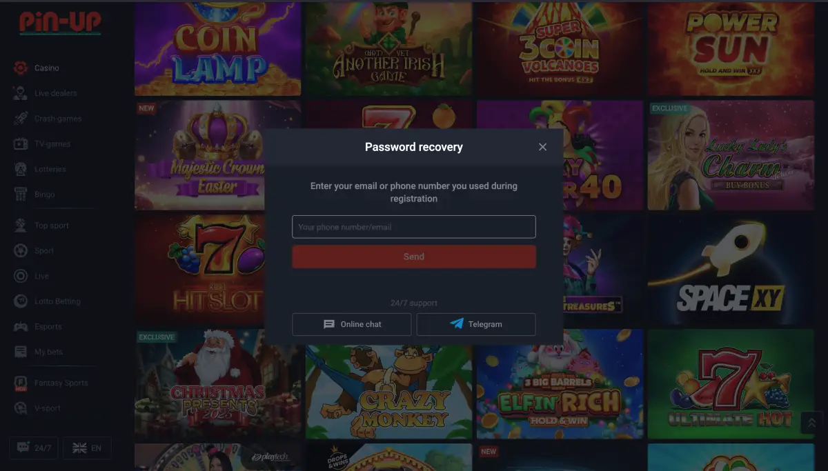 Comment réinitialiser le mot de passe de votre compte au casino PinUp