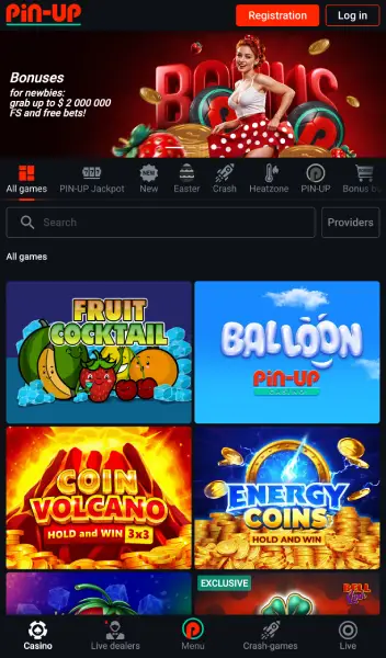 Site mobile du casino en ligne PinUp