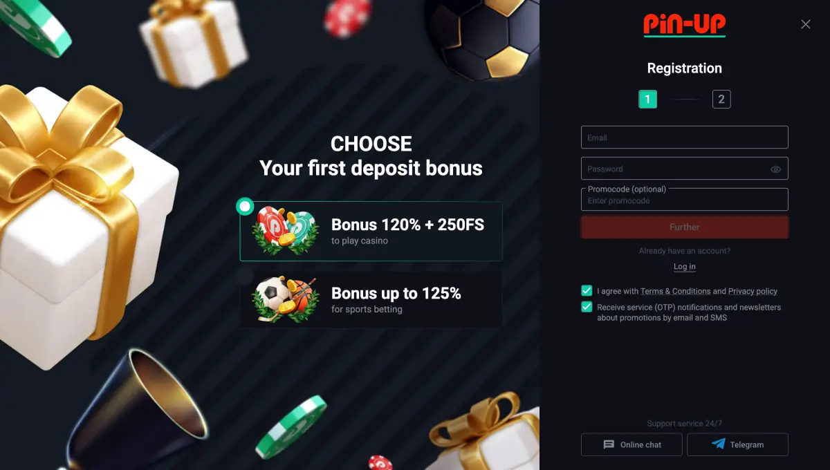 Inscription avec bonus au casino en ligne PinUp